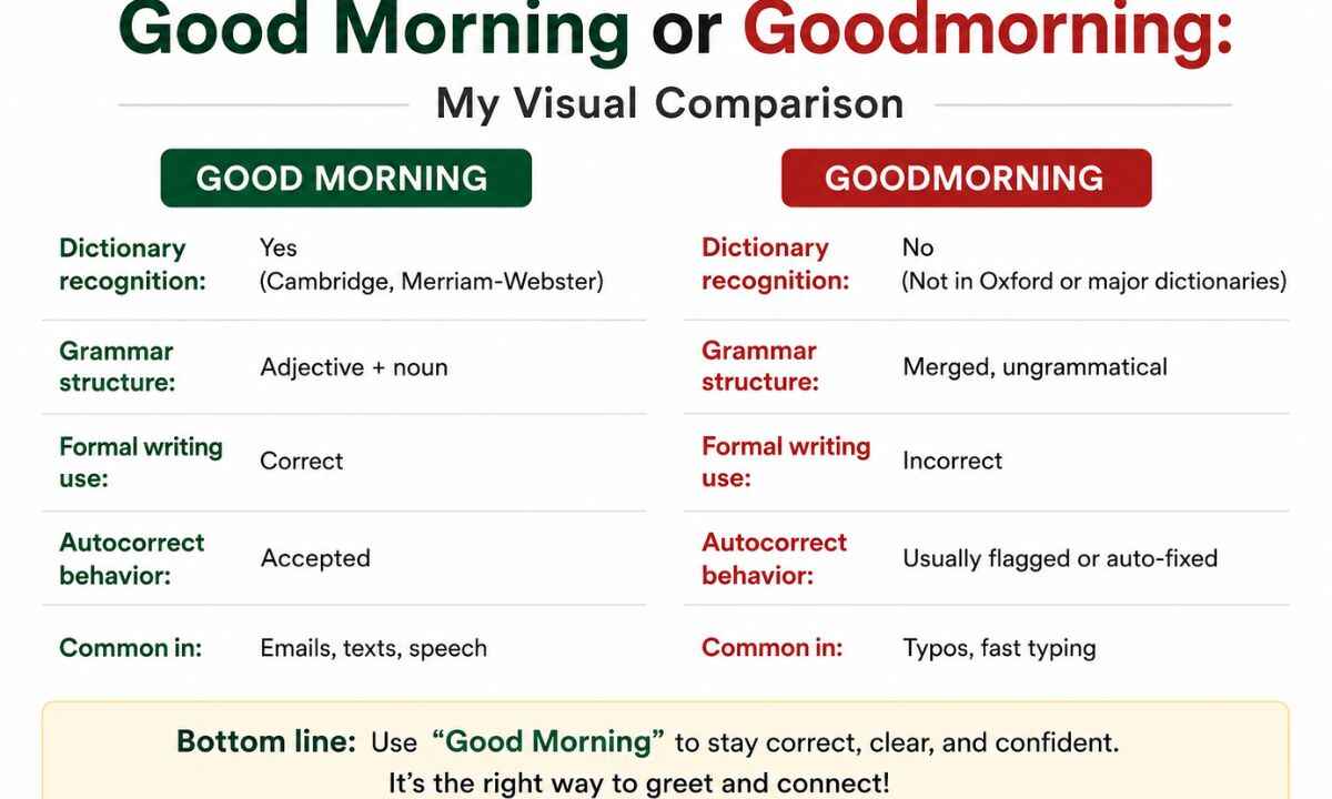 Good Morning vs Goodmorning comprisn