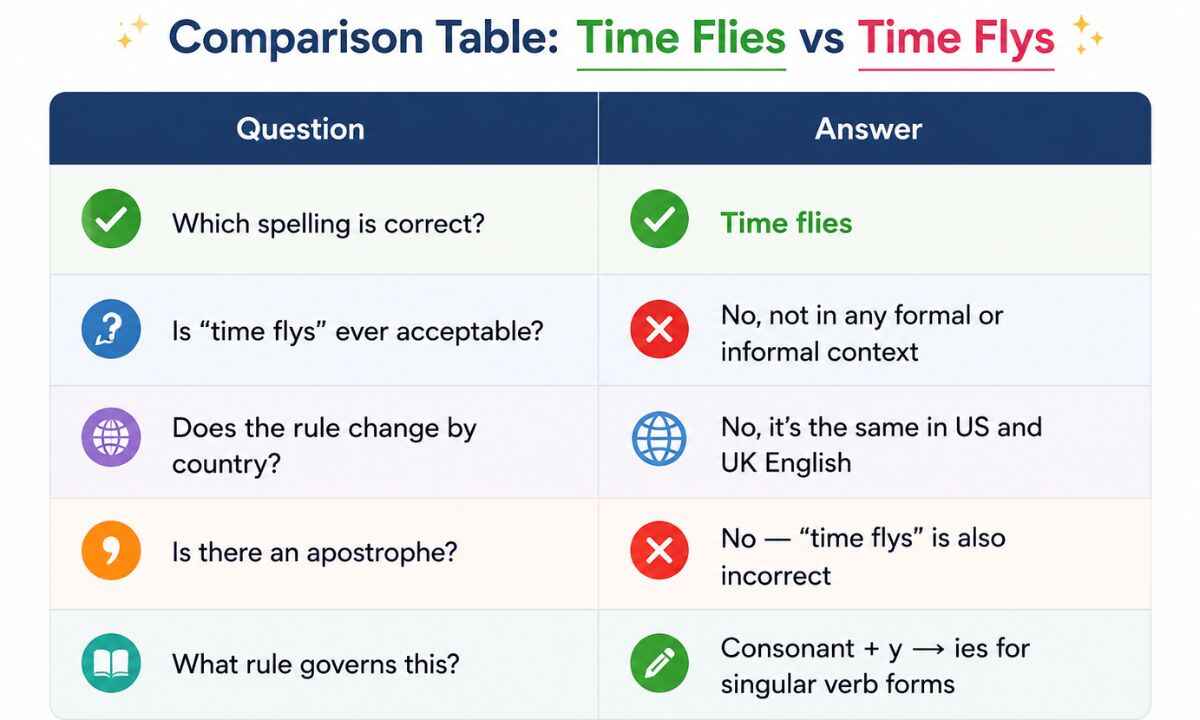 time flies or time flys comprison