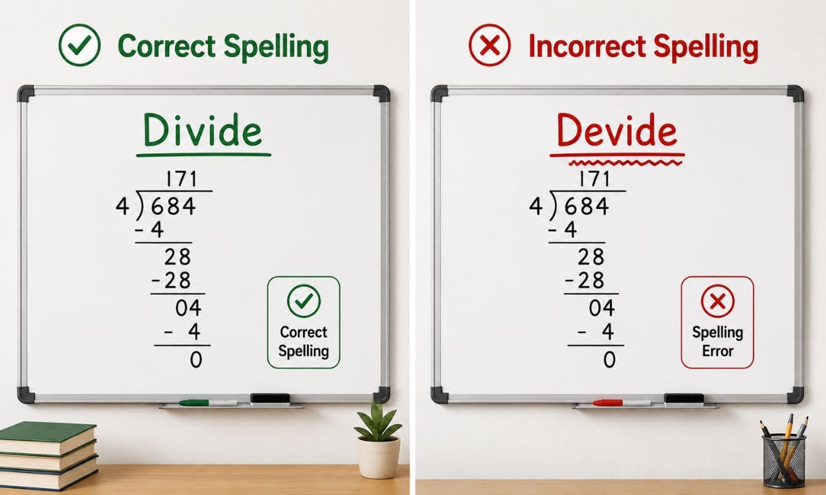 Divide vs Devide in Everyday Sentences