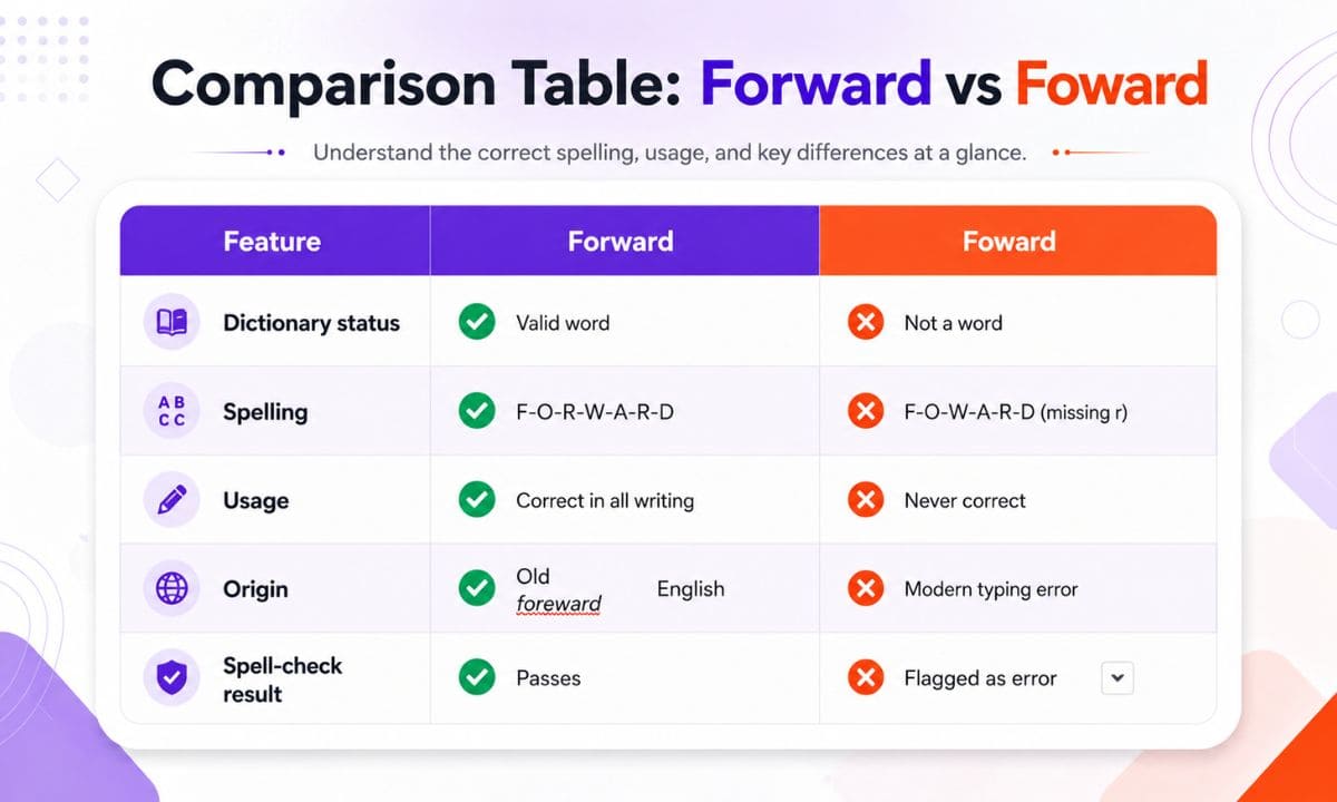 Forward vs Foward comperison table