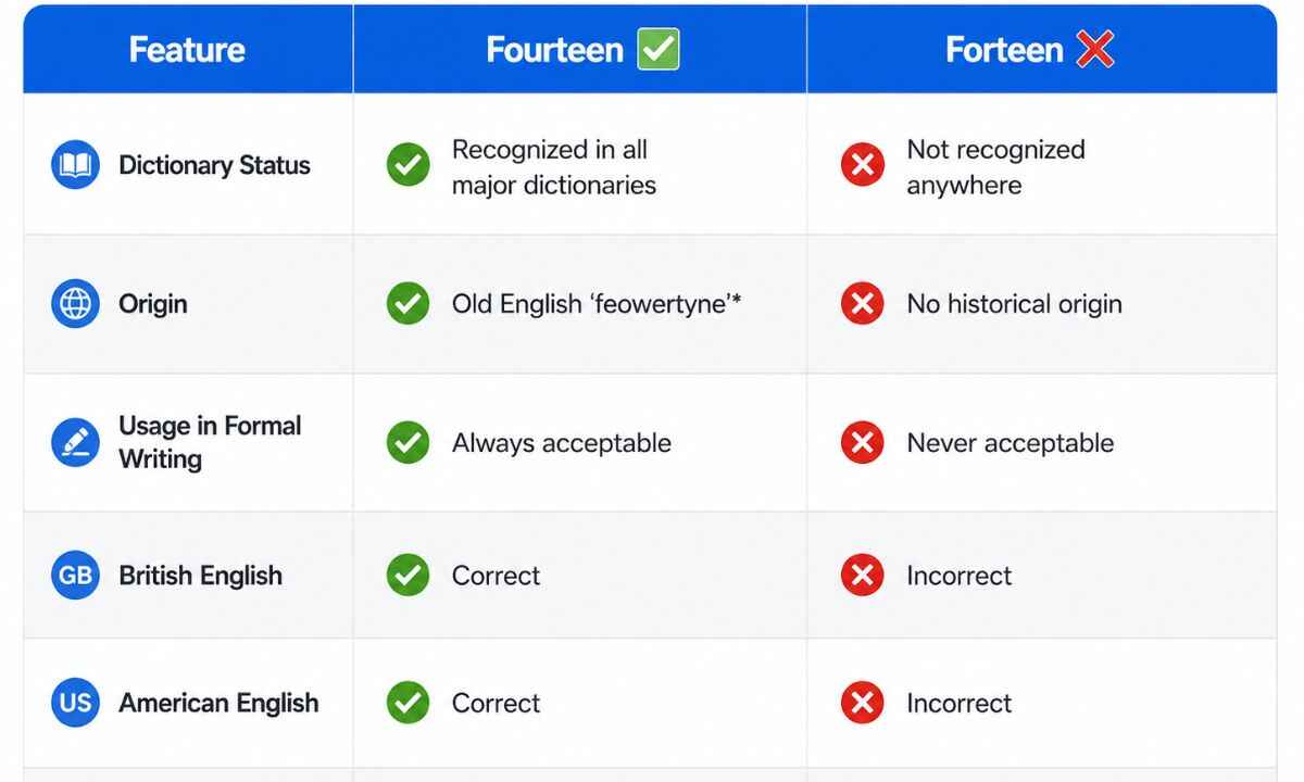 Fourteen vs Forteen comprison