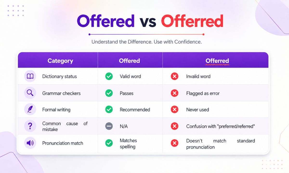 Offered vs Offerred comperison