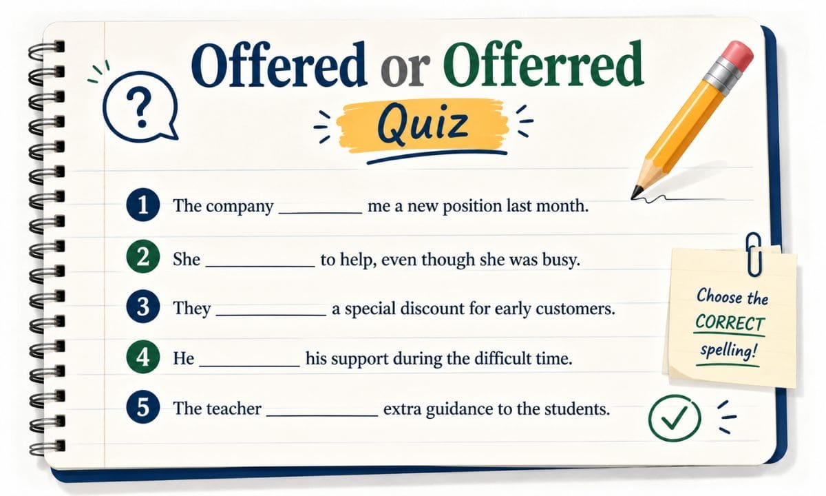 Offered vs Offerred quiz