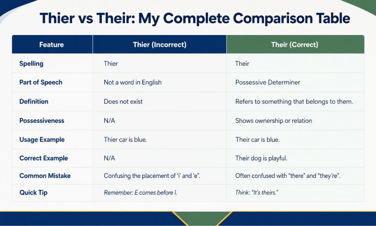 Their vs Thier comprison