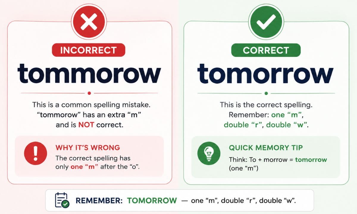 Tomorrow vs Tommorow answer