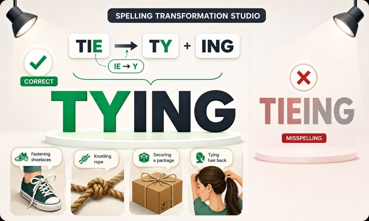 Tying vs tieing define