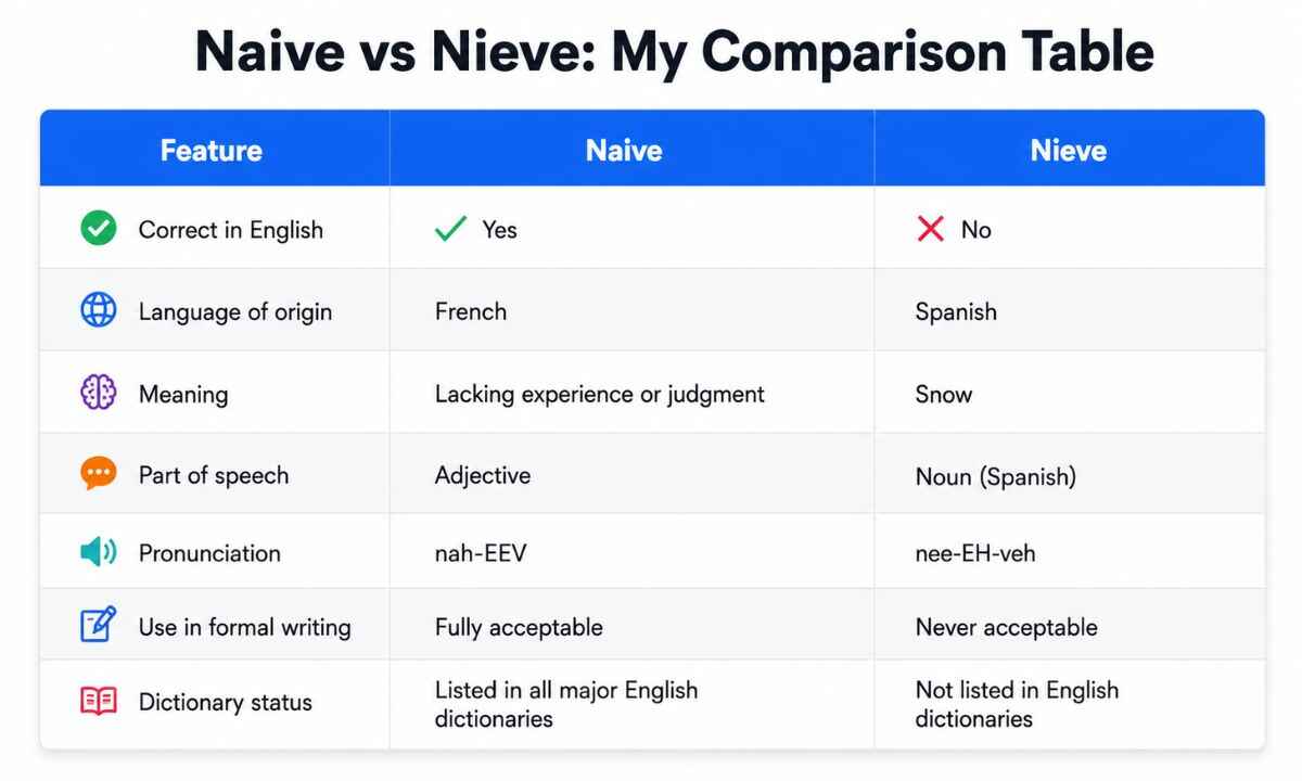 naive vs nieve table