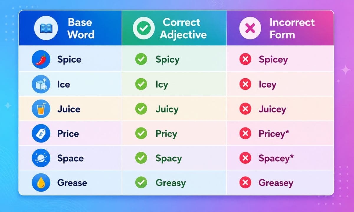 spicy vs spicey table