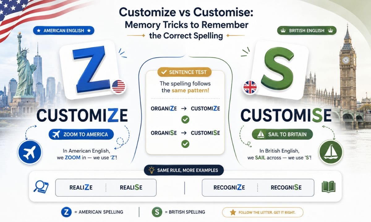 Customize vs customise memory trick