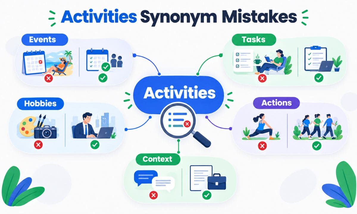 Activities synonyms mistakes