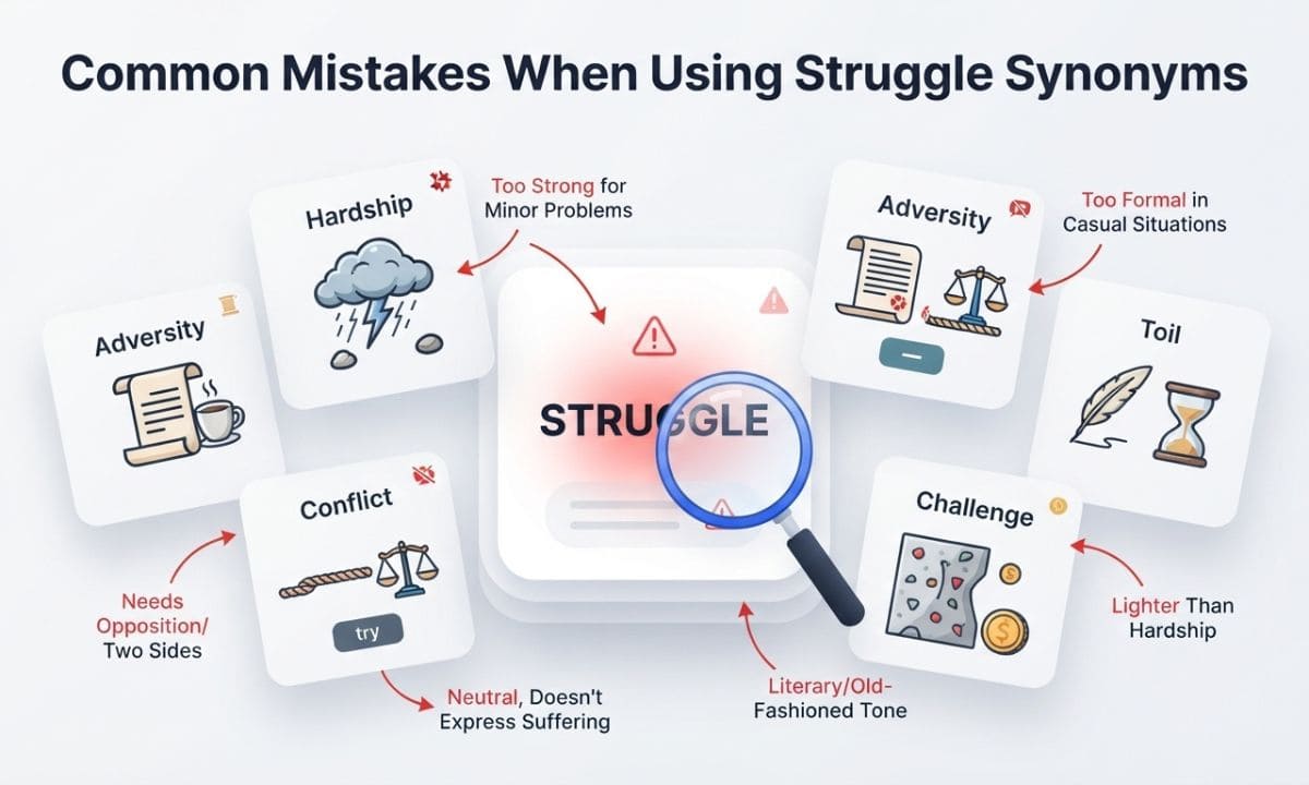 Common mistake for Strugle Synonyms
