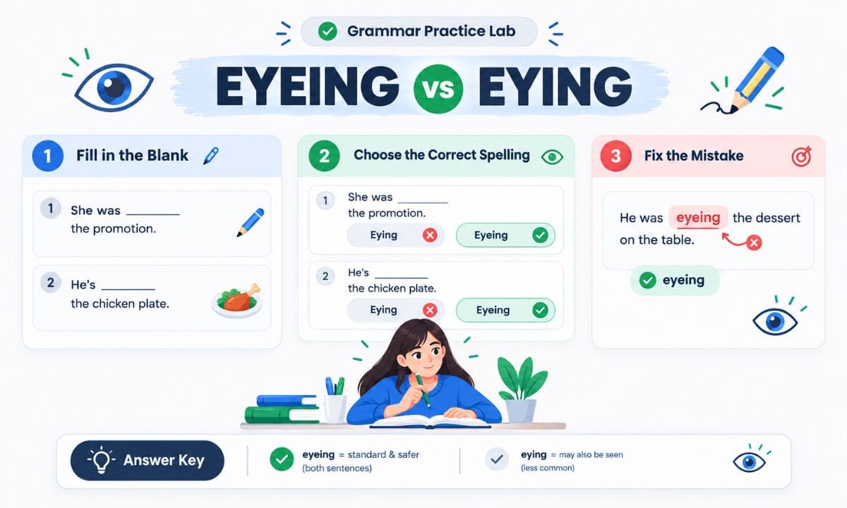Eying vs Eyeing quiz 