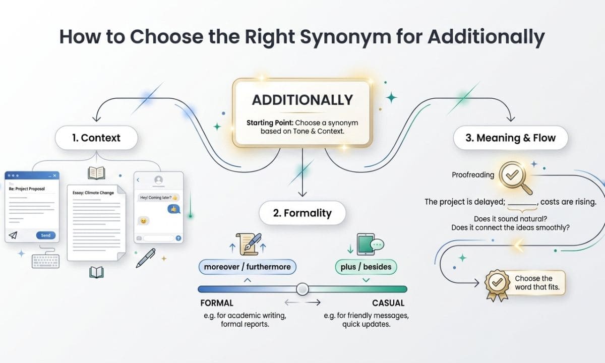 how to choose right Additionally Synonyms