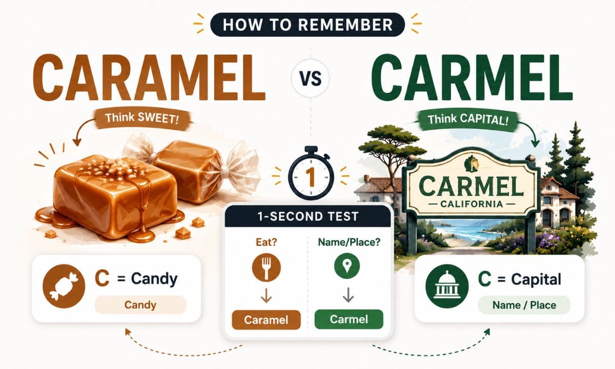 how to remember caramel vs carmel