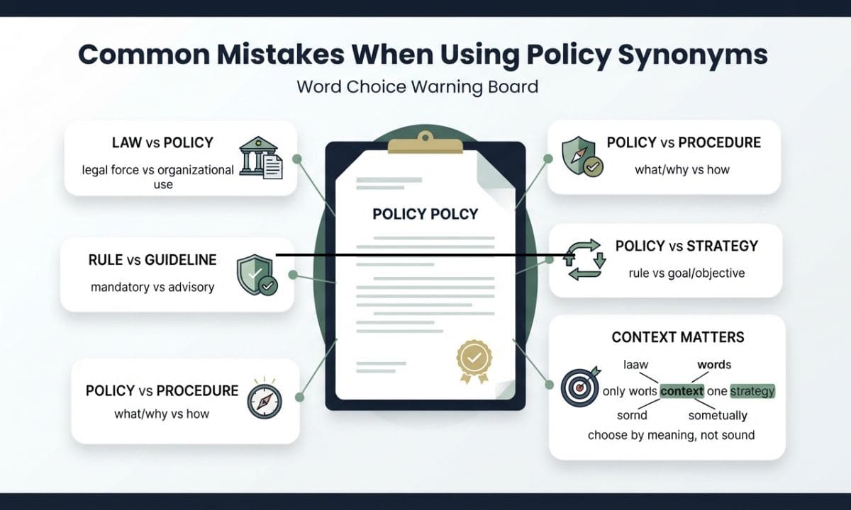 policy synonyms common mistake