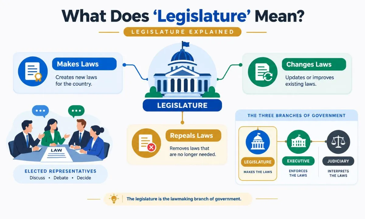 What does legislature mean showing its role in making changing and repealing laws